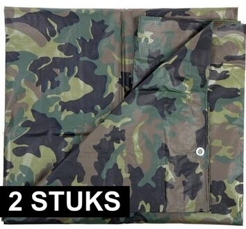 2x Groene camouflage afdekzeilen 2 x 3 m - Action products