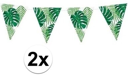 2x Groene DIY Hawaii thema feest vlaggenlijnen 1,5 meter