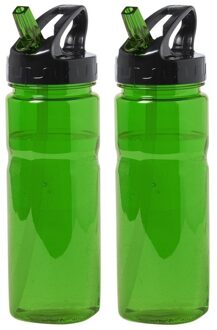 2x Groene drinkfles/waterfles 650 ml