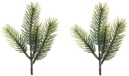 2x Groene kersttakken / dennentakjes 23 cm kerstversiering - Decoratieve tak kerst