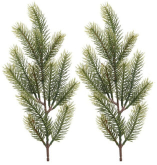 2x Groene kersttakken / dennentakjes 52 cm kerstversiering - Decoratieve tak kerst