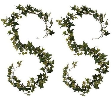 2x Groene klimop hangplanten 180 cm kunstplanten slinger woonaccessoires/woondecoraties - Kunstplanten