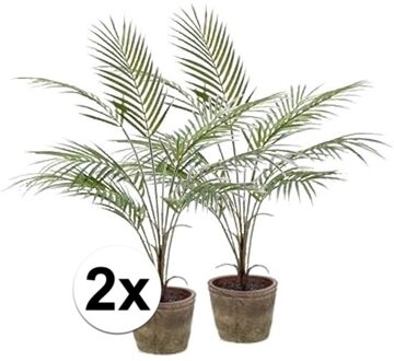 2x Groene palmboom kunstplant 70 cm in pot - Kunstplanten
