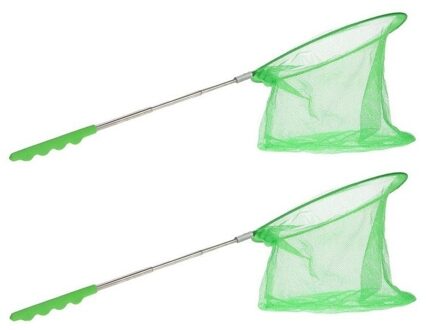 2x Groene uitschuifbaar visnetten/vlindernetten 36 cm