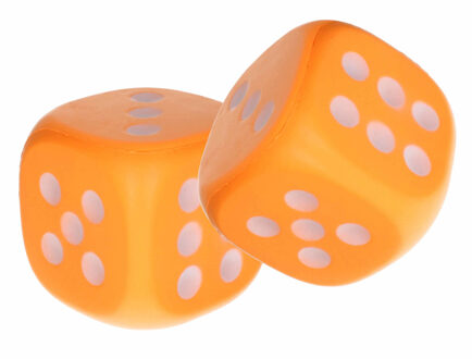 2x Grote foam dobbelsteen/dobbelstenen oranje 12 cm