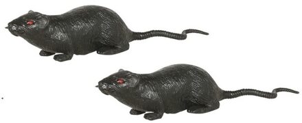 2x Grote plastic ratten 20 cm - Halloween/horror decoratie/versiering - Enge rat 2 stuks