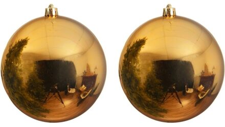 2x Grote raam/deur/kerstboom decoratie gouden kerstballen 20 cm glans - Kerstbal Goudkleurig