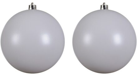 2x Grote raam/deur/kerstboom decoratie winter witte kerstballen 20 cm mat - Kerstbal