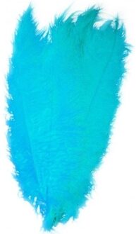 2x Grote veren/struisvogelveren turquoise 50 cm - Carnaval feestartikelen - Sierveren/decoratie veren - Charleston veren