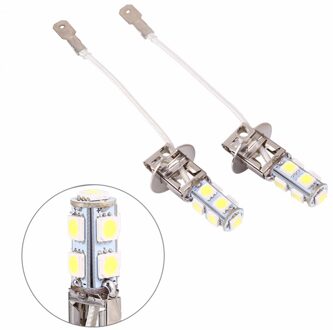 2x H3 5050 Wit 9 SMD LED Xenon DC12V Auto Mistlamp Lamp LED Lampen 6500k ~ 7000k Wit