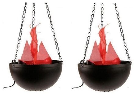 2x Halloween hanglampen met flikkerende vlam - Feestdecoratievoorwerp