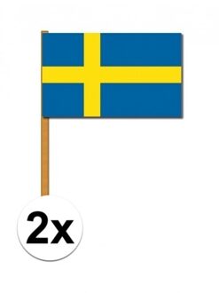 2x Handvlaggetje Zweden