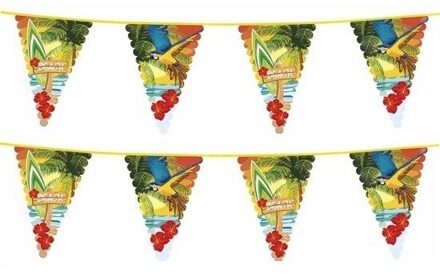 2x Hawaii thema vlaggenlijnen 6 meter - Slingers - Hawaii decoratie feestartikelen