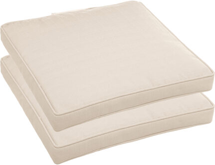 2x hesperide stoelkussens - voor binnen/ buiten - beige - 40x40x4 cm