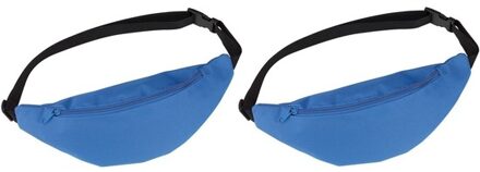 2x Heuptasjes/buideltasjes blauw 35 cm - Festivaltasjes outdoor - Fanny packs