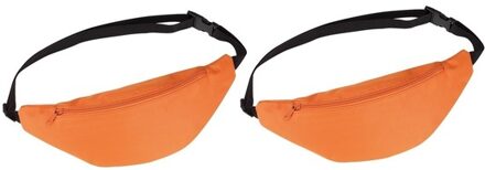 2x Heuptasjes/buideltasjes oranje 35 cm - Festivaltasjes outdoor - Fanny packs