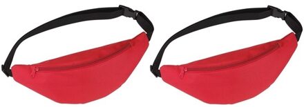 2x Heuptasjes/buideltasjes rood 35 cm - Festivaltasjes outdoor - Fanny packs