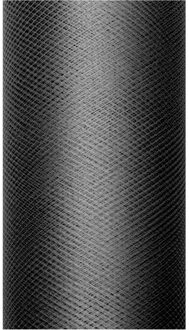 2x Hobby/decoratie zwarte tule stoffen op rolletjes 15 cm x 9 meter - Gaatjesstof mesh - Zwarte cadeaulinten - Hobbymateriaal benodigdheden - Verpakkingsmaterialen - Action products