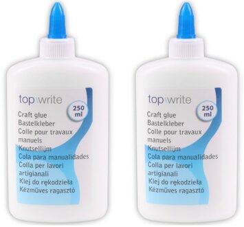 2x Hobby lijm wit 250 ml - Witte knutsellijm - Hobby/knutsel/school lijm voor kinderen