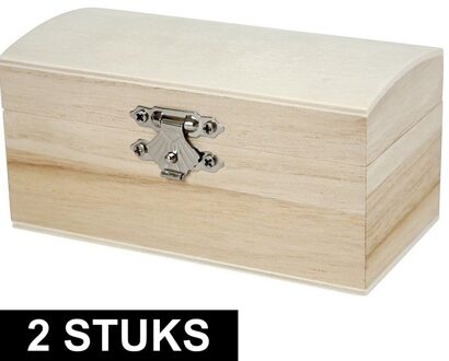 2x Houten schatkistje onbedrukt 11 cm - Knutsel juwelenkistje 11 cm