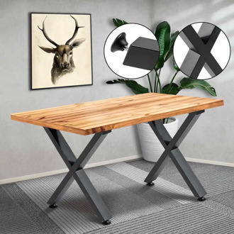 2x Industrial Steel Table Legs Black Metal Iron Table Desk Leg Table and Sofa Furniture Handcrafts With Non-slip Mat