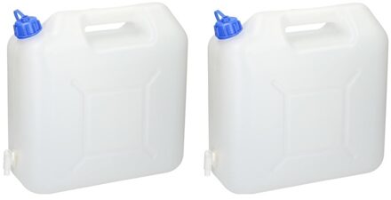 2x Jerrycan voor water 15 liter - inclusief schenkkraan - waterjerrycans / watertank