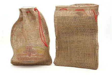 2x Jute knikker zakjes met koord 25 x 35 cm - Speelgoed knikkers opbergen - Knikkerzak