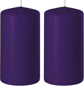 2x Kaarsen paars 6 x 12 cm 45 branduren sfeerkaarsen - Stompkaarsen