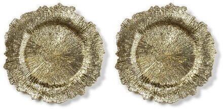2x Kaarsenborden/plateaus goud asymmetrisch 33 cm rond - Action products