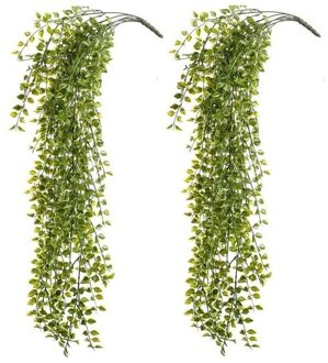 2x Kantoor UV kunstplanten groene ficus hangplant/tak 80 cm - Kunstplanten