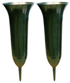 2x Kerkhof groene grafvazen 31 cm - Vazen