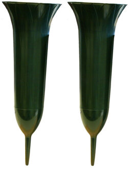2x Kerkhof groene grafvazen 37 cm - Vazen