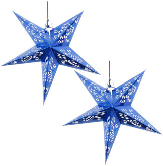 2x Kerst decoratie ster blauw