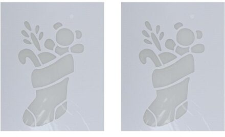 2x Kerst raamsjablonen kerstsokken plaatjes 35 cm - Raamdecoratie Kerst - Sneeuwspray sjabloon