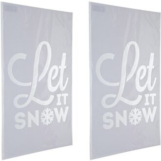 2x Kerst raamsjablonen Let it snow teksten 54 cm - Raamdecoratie Kerst - Sneeuwspray sjabloon