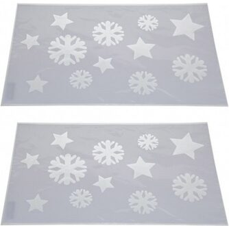 2x Kerst raamsjablonen/raamdecoratie sneeuwvlokken plaatjes 54cm Wit
