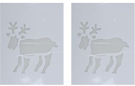 2x Kerst raamsjablonen rendier plaatjes 35 cm - Raamdecoratie Kerst - Sneeuwspray sjabloon