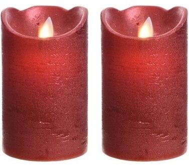 2x Kerst rode LED kaarsen/stompkaarsen 12 cm flakkerend