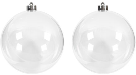 2x Kerstballen om te vullen 13,5 cm - Kerstbal Transparant