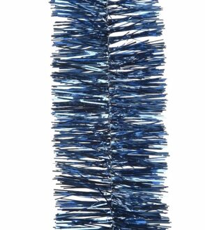 2x Kerstboom folie slinger donker blauw 270 cm - kerstslingers