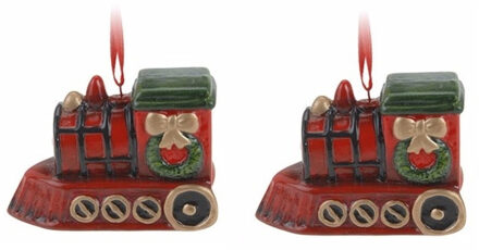 2x Kersthangers kersttrein 8 cm kerstboomversiering - Kersthangers Multikleur