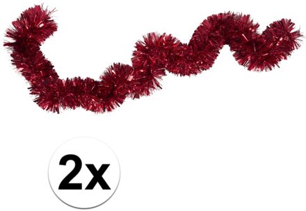 2x Kerstslinger / folieslinger rood 15 cm x 2 m - Kerstslingers