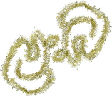 2x Kerstslingers / folieslingers goud 8 cm x 2 m - Kerstslingers Goudkleurig