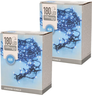 2x Kerstverlichting blauw 180 LED lampjes - Kerstlampjes blauw