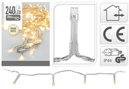 2x Kerstverlichting LED lichtsnoer transparant 240 warm witte lampjes - voo binnen en buiten