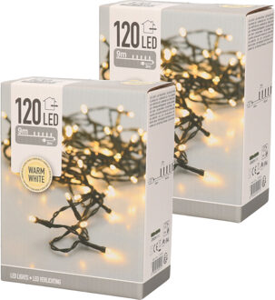 2x Kerstverlichting warm wit buiten 120 lampjes