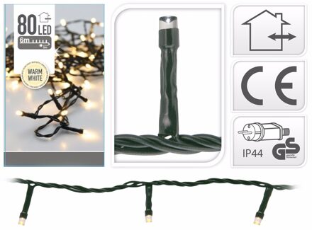 2x Kerstverlichting warm wit buiten 80 lampjes - LED lichtsnoer