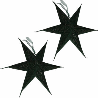 2x Kerstversiering groene kerststerren 60 cm met glitters