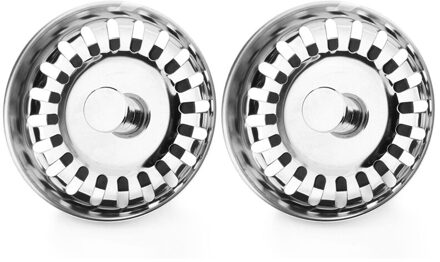 2x Keuken Afval Rvs Spoelbak Zeef Plug Drain Stopper Filter Mand