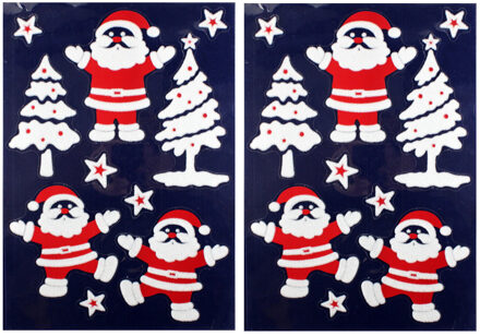 2x Kinderkamer kerst raamstickers kerstmannetjes 28,5 x 40 cm - Feeststickers Multikleur